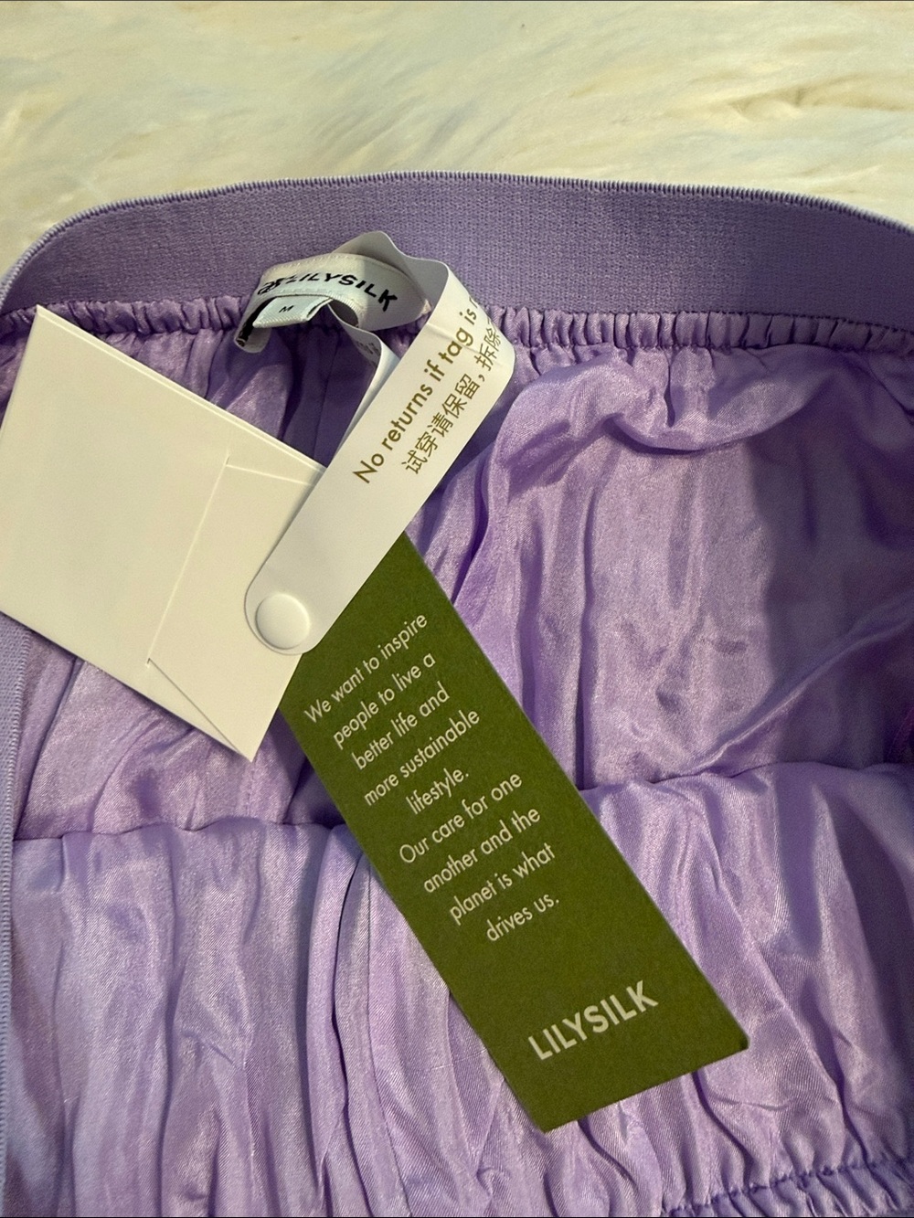 Lilysilk Pleated Lavender Midi Skirt - Women size M brand new length 30” W 26” - Picture 6 of 9